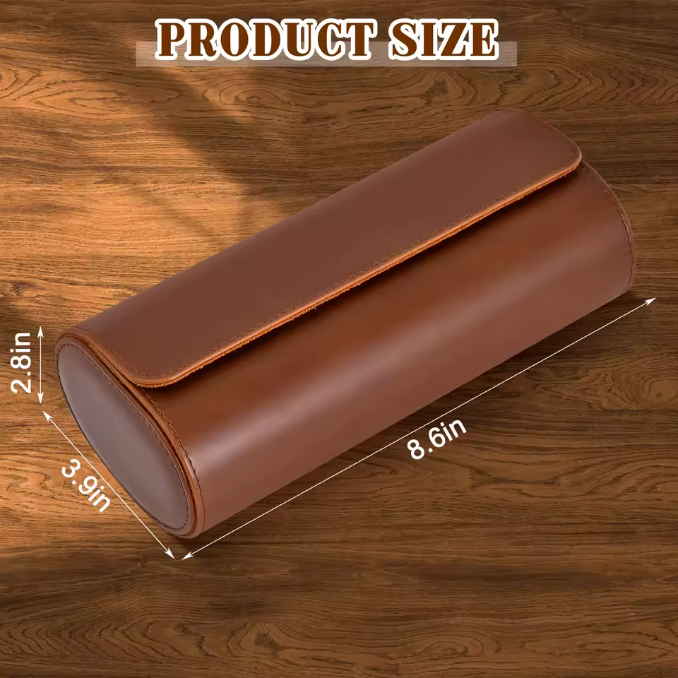 3-Slot Leather Watch Roll
