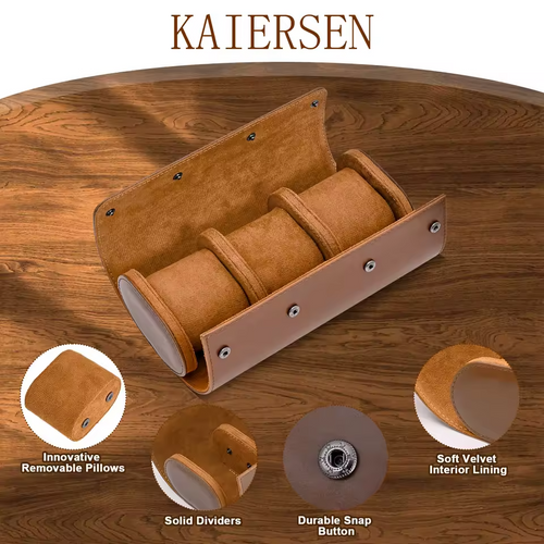 3-Slot Leather Watch Roll